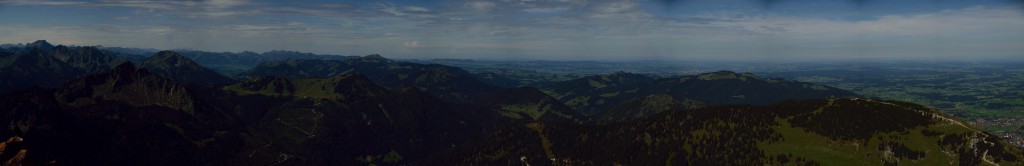 Blick nach Norden mit Einstein, Schönkahler und Breitenberg, rechts Pfronten